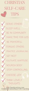 written list of christian self care tips