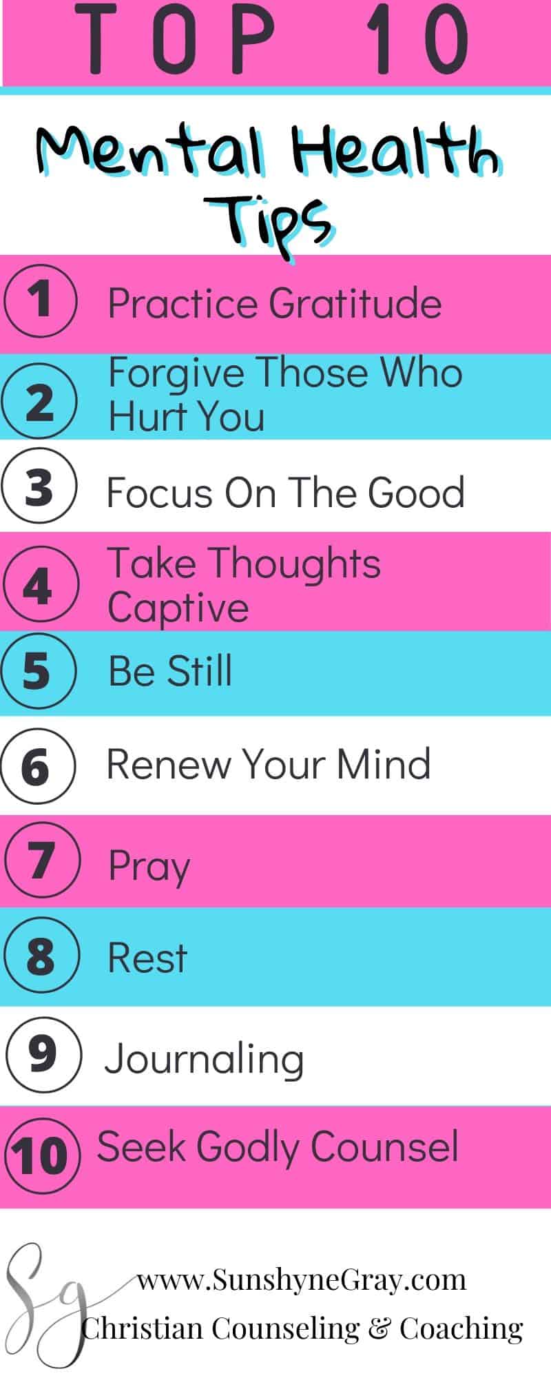 Top 10 Mental Health Tips - Christian Counseling