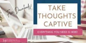 title everything to take thoughts captive woman typing