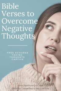 Title: Bible Verses to Overcome Negative Thoughts; woman thinking