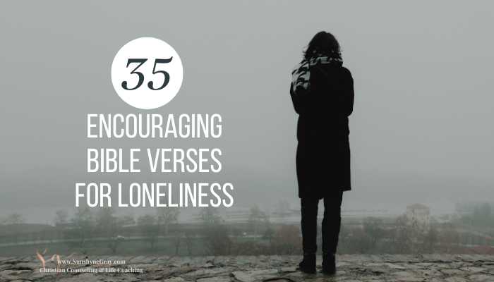 title: 35 bible verses for loneliness | woman standing alone