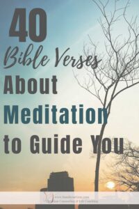 title: 40 bible verses about meditation to guide you; tree and sky backdrop