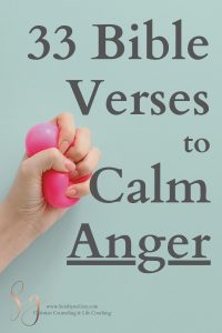 hand holding stress ball; title- Bible verses to calm anger