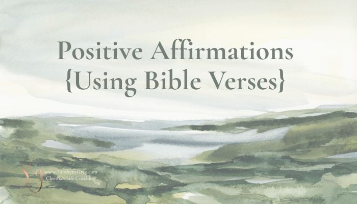 positive affirmations using bible verses is the title on a watercolor background in green